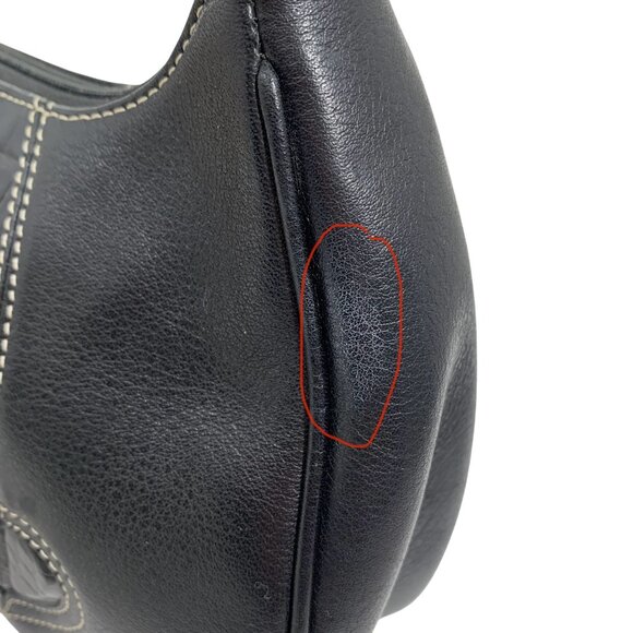 BRIGHTON Hilda Moon Purse Black Croc Embossed Pebbled Leather Demi Shoulder Bag - Picture 7 of 16